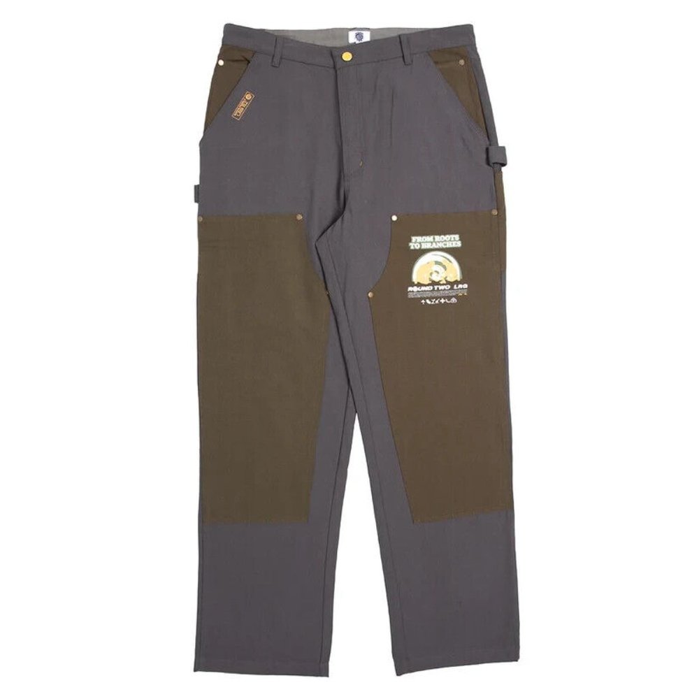 Round Two x LRG Mens Rugged Desert Eagle Double Knee Charcoal Pants New Size 38